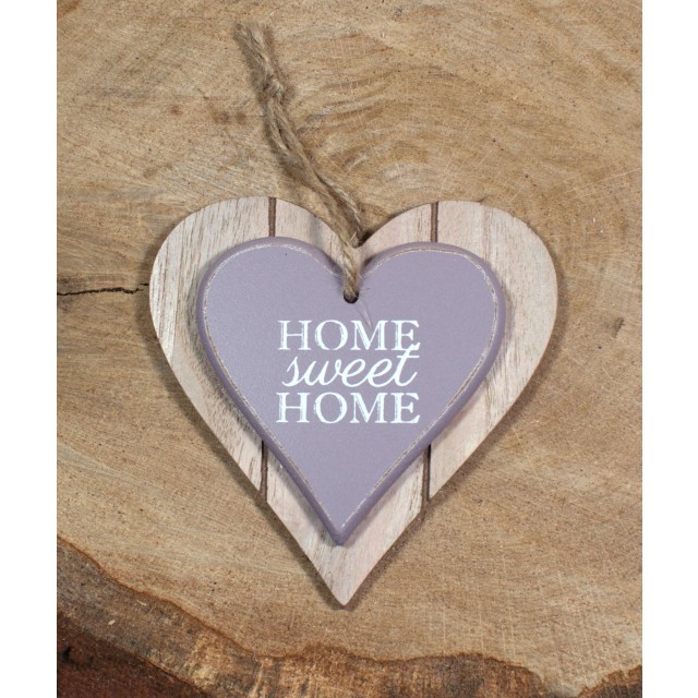 Drewniane serce "Home sweet home" -"Nie ma to jak w domu"; wym: 12/12 cm