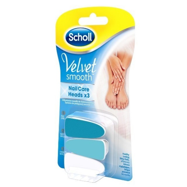 Scholl Velvet Smooth 3 wymienne nasadki do elektronicznego systemu do pielęgnacji paznokci