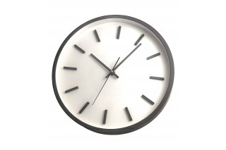 Zegar ścienny szara obudowa, biała tarcza śr. 35 cm