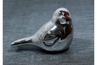 Figurka ceramiczna - ptaszek 10/7 cm. Kolor srebrny.