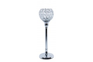 Świecznik z kryształkami wys. 36 cm-srebrny