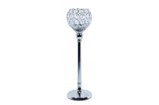 Świecznik z kryształkami wys. 39 cm- srebrny
