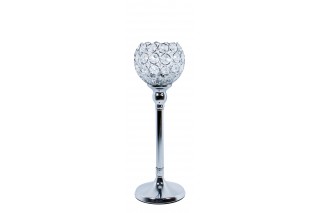 Świecznik z kryształkami   wys. 31 cm- srebrny