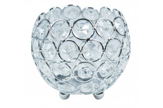 Świecznik z kryształkami   srebrny. Wymiary: 10/10cm