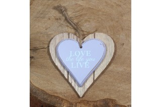 Drewniane serce "Love the life you live" 12/12 cm
