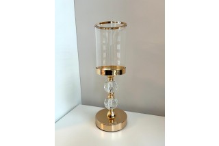 Świecznik szklany "GLAMOUR" 34 cm-złoty.