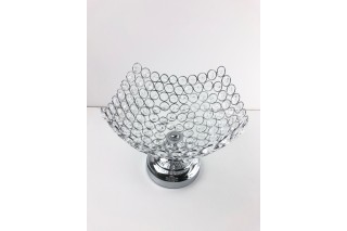 Patera z kryształkami srebrna  o wymiarach 25/22 cm.
