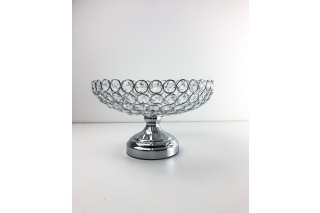 Patera z kryształkami srebrna o wymiarach 25/17 cm