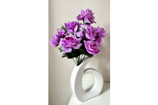 Bukiet róż, 12 główek, wysokość 42 cm, kolory: biały z różowym środkiem,żółty, różowy, fioletowy, różowo-biały; śr. główki 10 cm.