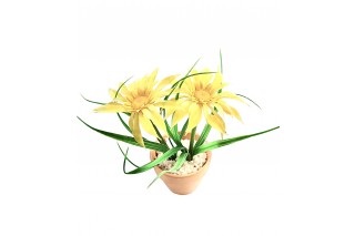 Kwiat sztuczny w doniczce - żółty. Wysokość 17cm